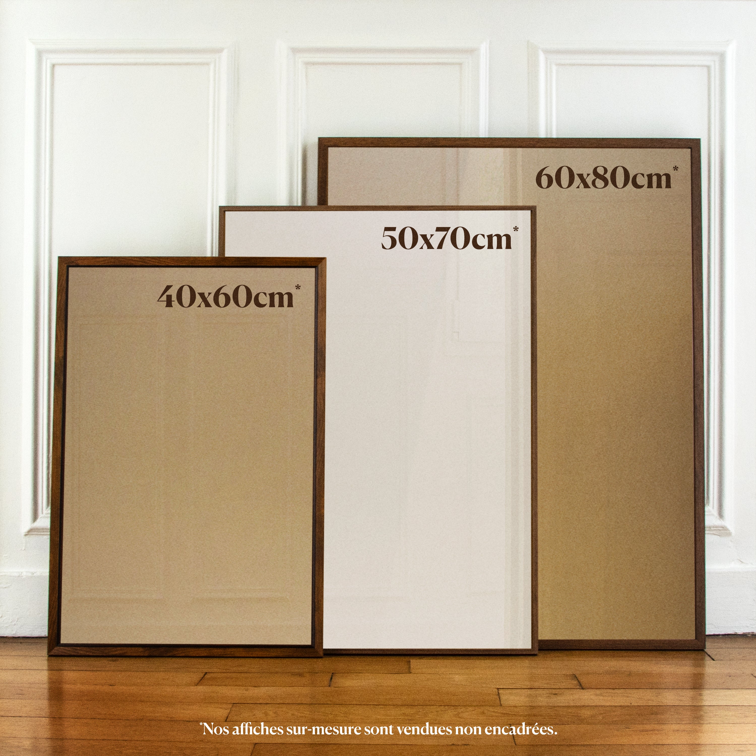 Comparaison formats affiches personnalisées 40x60 50x70 60x80cm à la verticale - La Magnifique | Lovemood