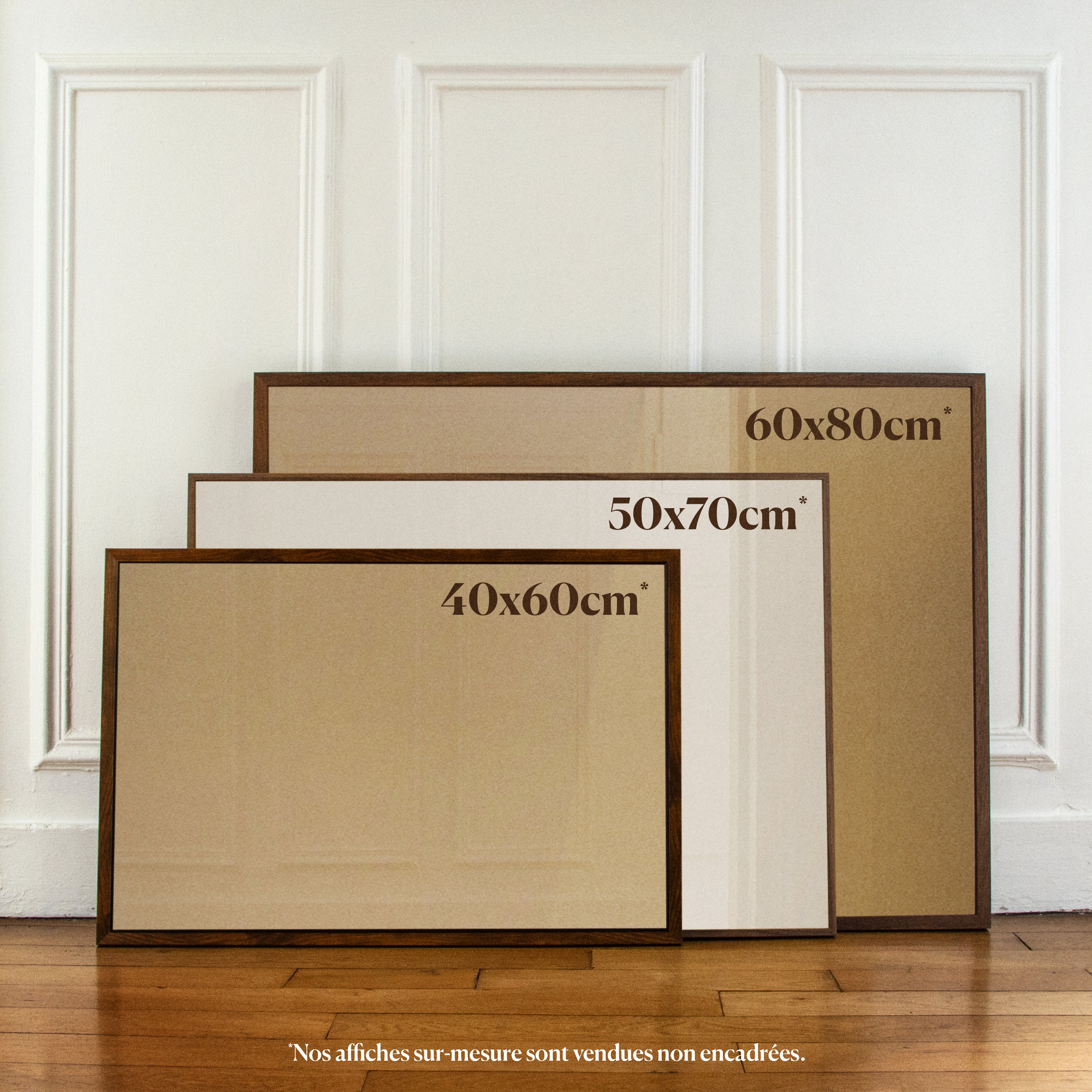 Comparaison formats affiches personnalisées 40x60 50x70 60x80cm à l'horizontale - La Magnifique | Lovemood