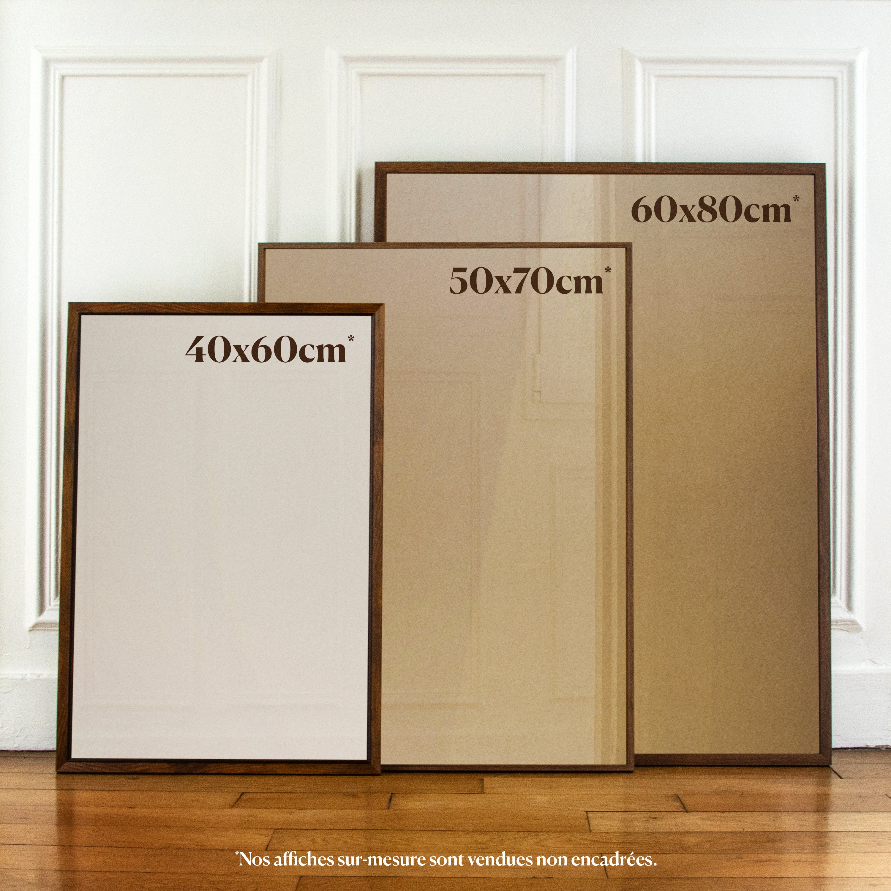 Comparaison formats affiches personnalisées 40x60 50x70 60x80cm à la verticale - La Délicate | Lovemood