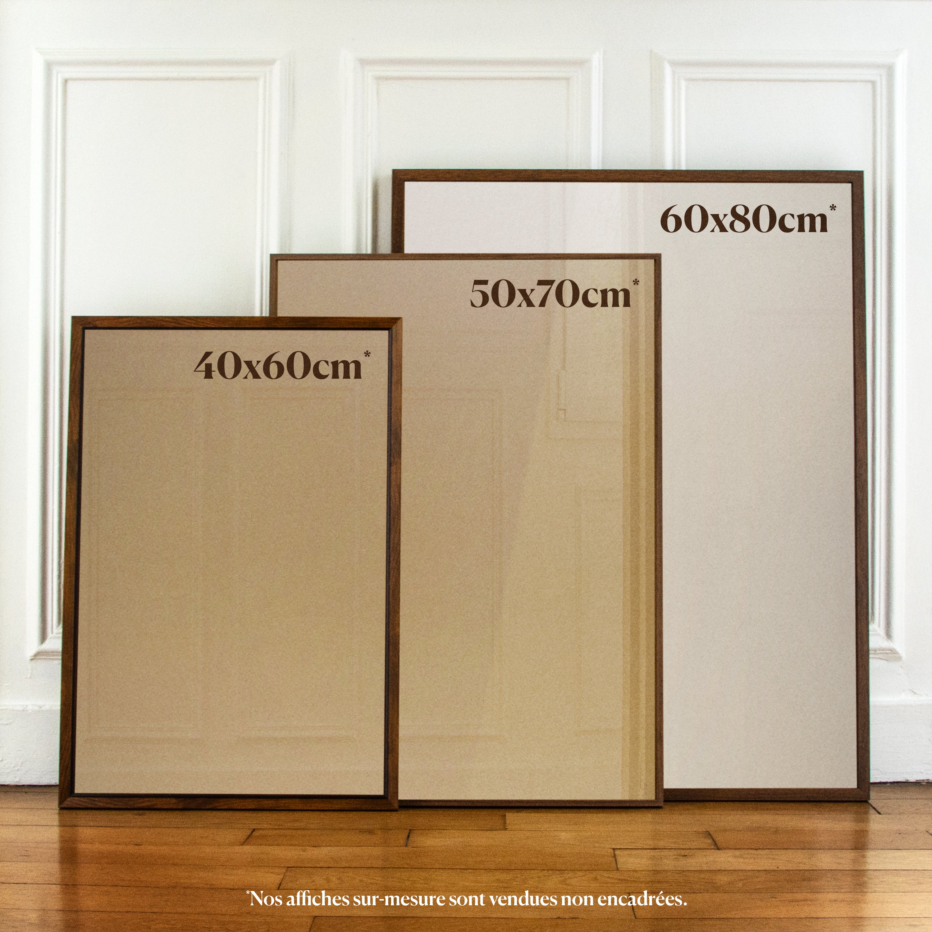 Comparaison formats affiches personnalisées 40x60 50x70 60x80cm à la verticale - La Grandiose | Lovemood